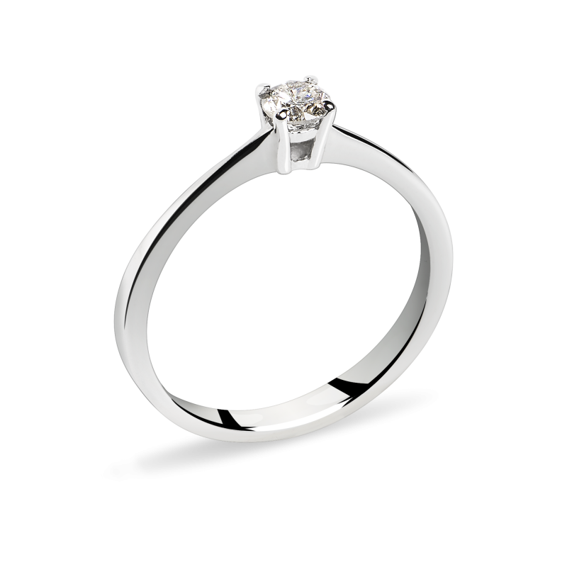 Inel de logodna din Aur Alb de 18k cu Diamant Natural de 0.28 ct