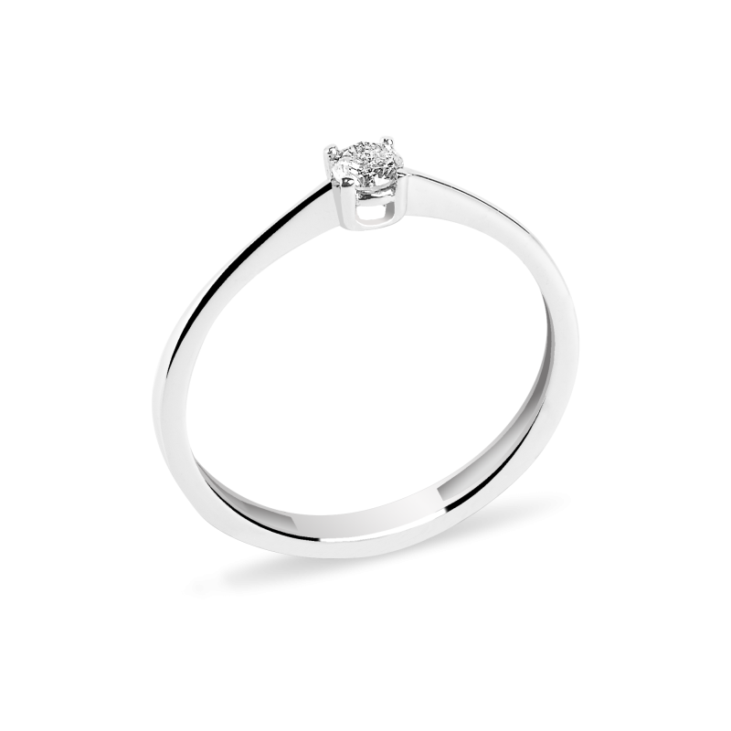 Inel de logodna din Aur Alb de 18k cu Diamant Natural 0.12 ct