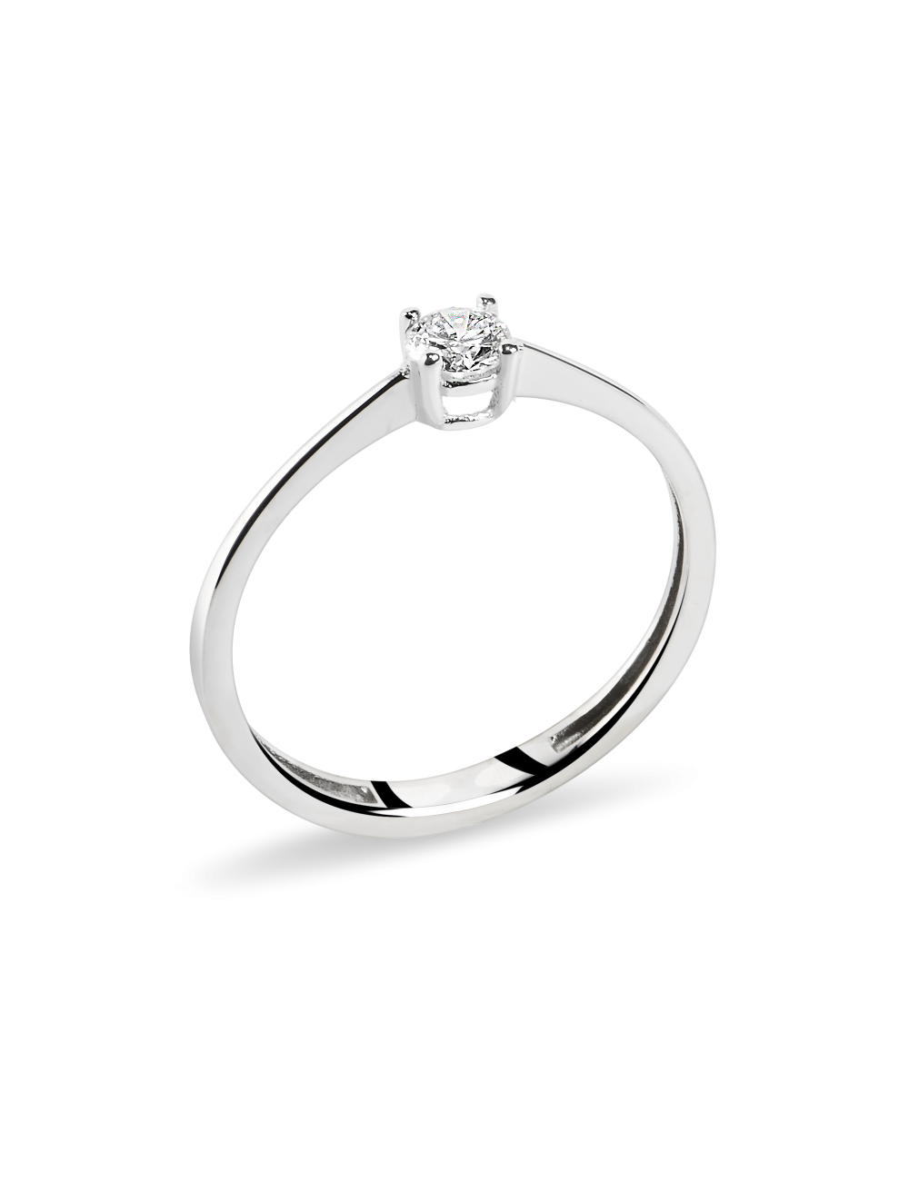 Inel de logodna din Aur Alb de 18k cu Diamant Natural Incolor 0.11 ct