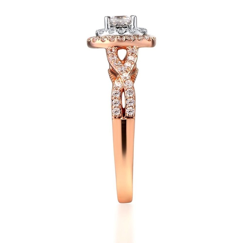 Inel de Logodna din Aur Rose de 18k cu Diamante Naturale