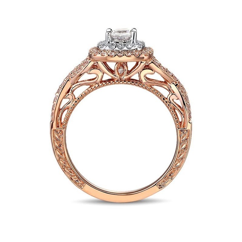 Inel de Logodna din Aur Rose de 18k cu Diamante Naturale